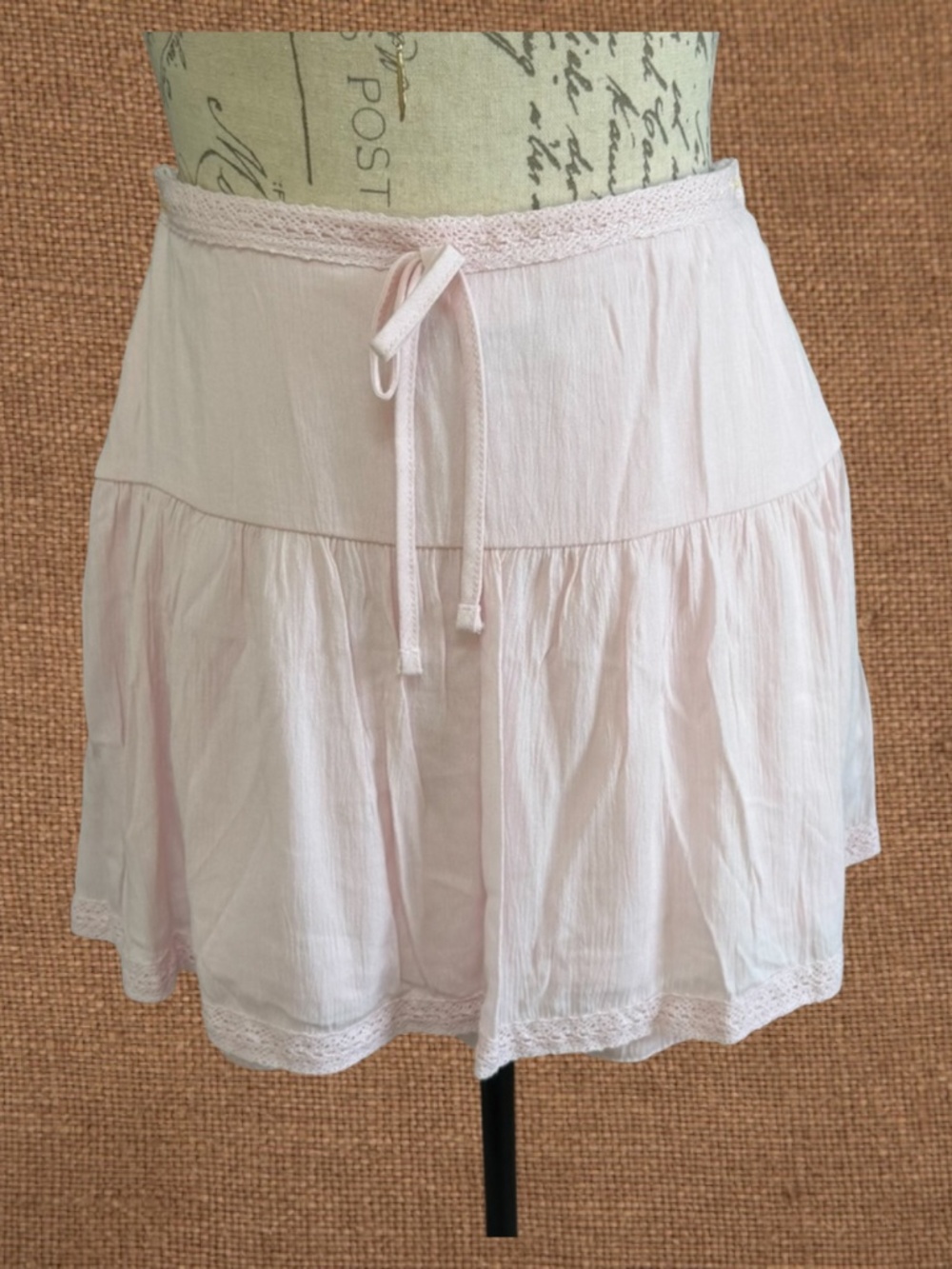 (2) NO BOUNDARIES Adorable Pull-on Lined Gauze Skirts XS/S Baby Pink/Cream NWOT